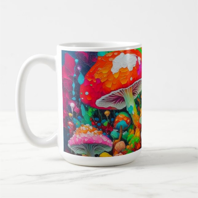 Abstrakte Pilze in Wasserfarbe Kaffeetasse (Links)