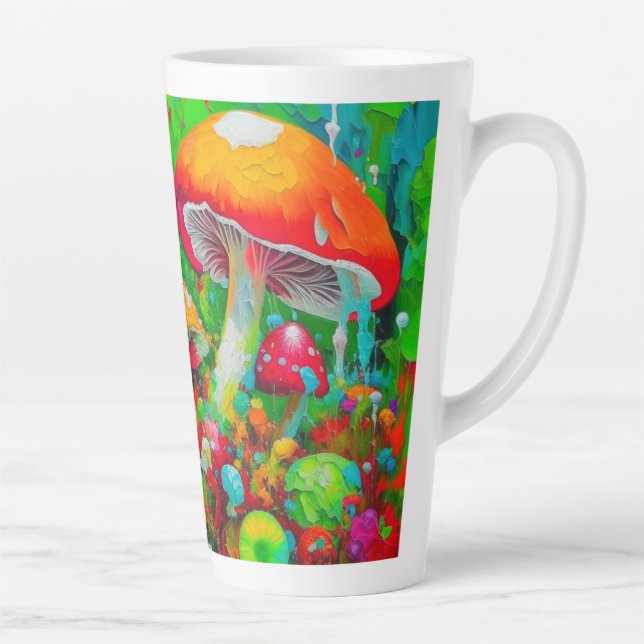 Abstrakte Pilze in Wasserfarbe Milchtasse (Rechts)