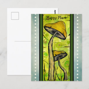 Abstrakte Pilze in Wasserfarbe. Postkarte