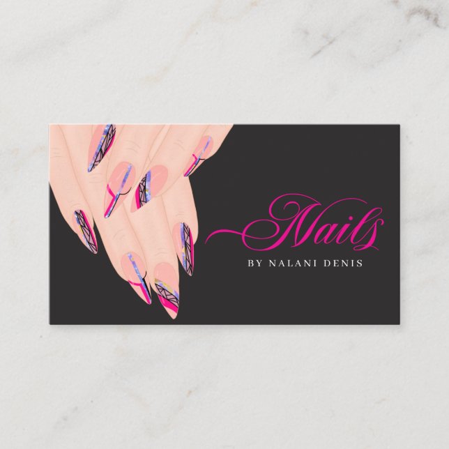 Abstrakte Pink Nail Artist Business Card Visitenkarte (Vorderseite)