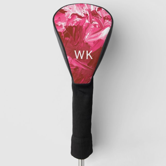 Abstrakte Pink Paint Waves Golf Headcover (Vorderseite)