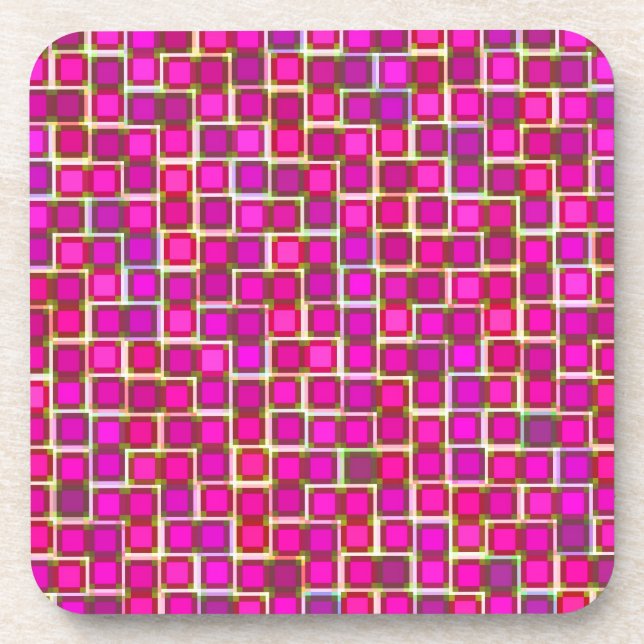 Abstrakte Pink Squares Muster-Untersetzer Untersetzer (Vorderseite)