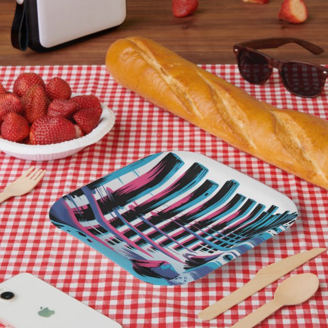 Abstrakte Pinselstrich-Picknick Pappteller (Picknick)