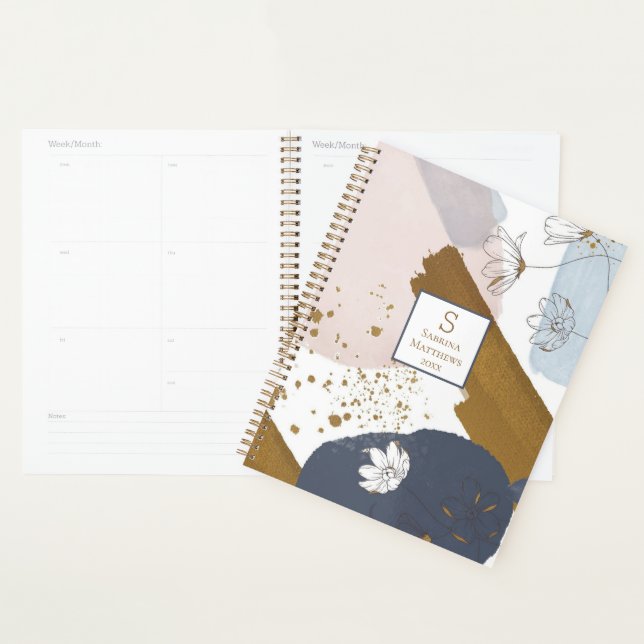 Abstrakte Pinselstriche aus Floral Gold | 2026 Planer (Anzeige)