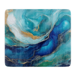 Abstrakte Pinselstriche in Blau und Aquamarin Schneidebrett