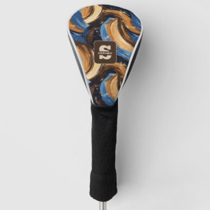 Abstrakte Pinselstriche in Blau und Braun Golf Headcover