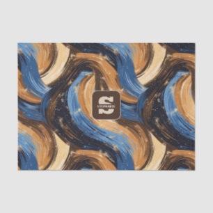 Abstrakte Pinselstriche in Blau und Braun Seidenpapier