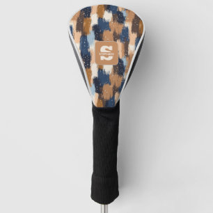 Abstrakte Pinselstriche in Blau, Weiß und Braun (2 Golf Headcover