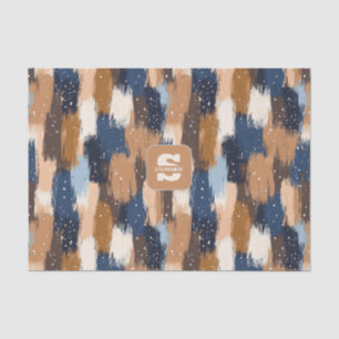 Abstrakte Pinselstriche in Blau, Weiß und Braun (2 Seidenpapier