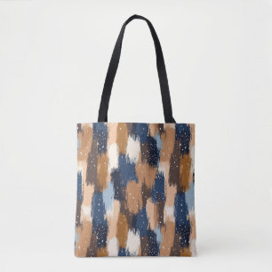 Abstrakte Pinselstriche in Blau, Weiß und Braun (2 Tasche