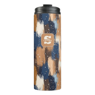 Abstrakte Pinselstriche in Blau, Weiß und Braun (2 Thermosbecher