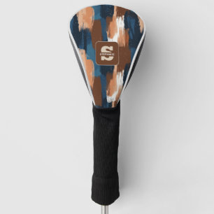Abstrakte Pinselstriche in Blau, Weiß und Braun Golf Headcover