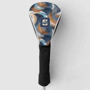 Abstrakte Pinselstriche in Blau, Weiß und Braun Golf Headcover