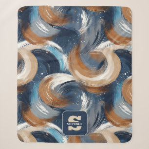 Abstrakte Pinselstriche in Blau, Weiß und Braun Sherpadecke