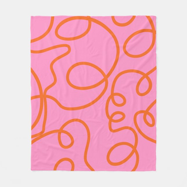 Abstrakte Pinselstriche in Rosa und Orange Fleecedecke (Vorderseite)