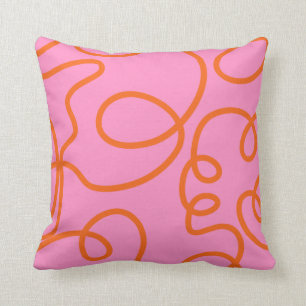 Abstrakte Pinselstriche in Rosa und Orange Kissen