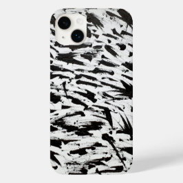 Abstrakte Pinselstriche in Schwarz und Weiß Art iPhone 16 Hülle