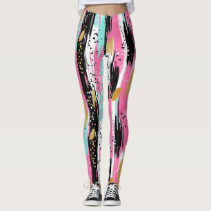 Abstrakte Pinselstriche - Minze & Rosa (2) Leggings