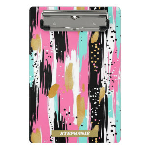 Abstrakte Pinselstriche - Minze & Rosa (2) Mini Klemmbrett