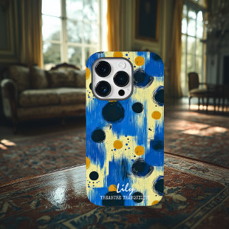 Abstrakte Pinselstriche mit Individuelle Name Case-Mate iPhone 14 Pro Hülle
