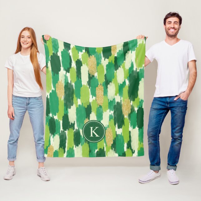 Abstrakte Pinselstriche, Muster Monogram Fleecedecke (Beispiel)