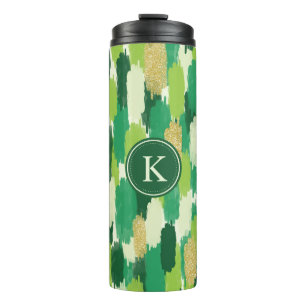 Abstrakte Pinselstriche, Muster Monogram Thermosbecher