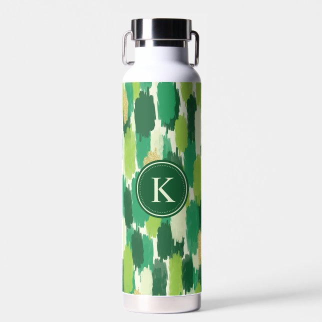 Abstrakte Pinselstriche, Muster Monogram Trinkflasche (Vorne)