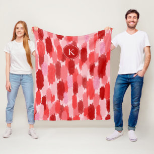 Abstrakte Pinselstriche Muster Monogramm Fleecedecke