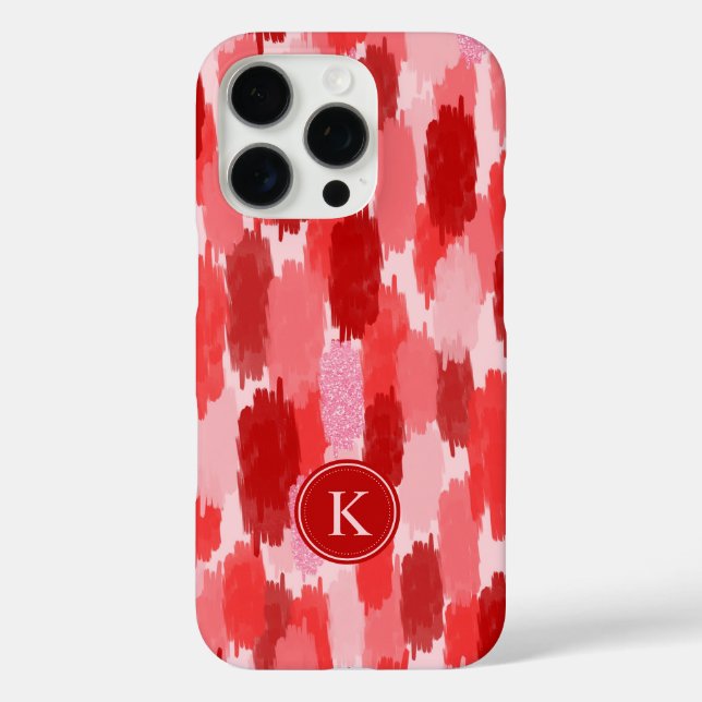 Abstrakte Pinselstriche Muster Monogramm iPhone 16 Pro Hülle (Rückseite)