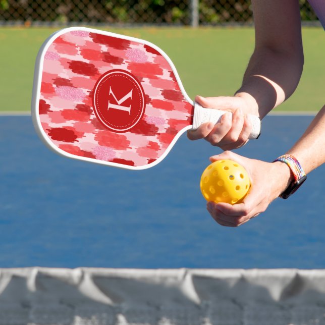 Abstrakte Pinselstriche Muster Monogramm Pickleball Schläger (InSitu)