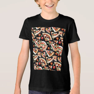 Abstrakte Pizzaslics auf schwarzem Hintergrund Tri-Blend Shirt