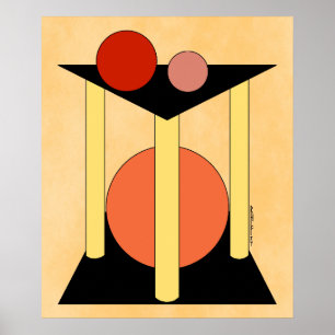 Abstrakte Plattformen, Säulen und Kreise Poster