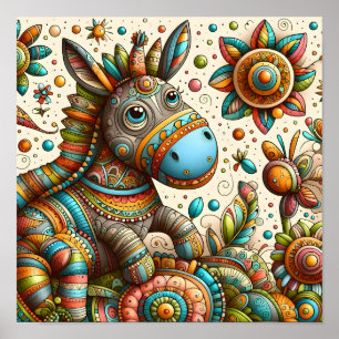 Abstrakte Pony Art für Kinder Poster