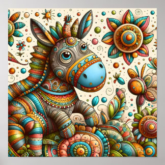 Abstrakte Pony Art für Kinder Poster