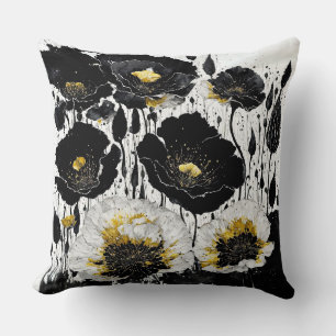 Abstrakte Poppies aus Black Gold Kissen