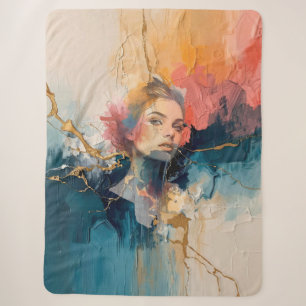 Abstrakte Portraitmauer Kunst, Moderne Frauengesic Sherpadecke