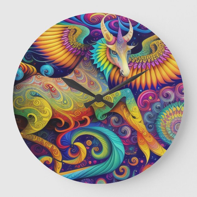 Abstrakte Psychedelik Große Wanduhr (Vorderseite)