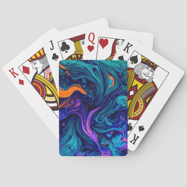 Abstrakte psychedelische Farbwurfkissen Spielkarten (Rückseite)
