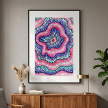 Abstrakte psychedelische rosa blaue wellenförmige
