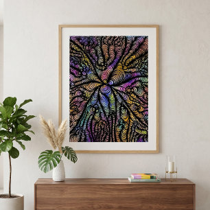Abstrakte psychedelische wellige Linien leuchtende Poster