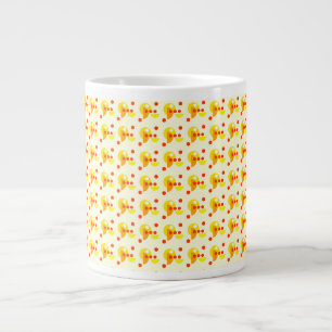 Abstrakte Punkte und Kreise rot-gelb Jumbo-Tasse