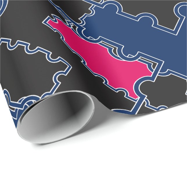 Abstrakte Puzzleteile - Elemente patchwork geometr Geschenkpapier (Rolleneckpunkt)
