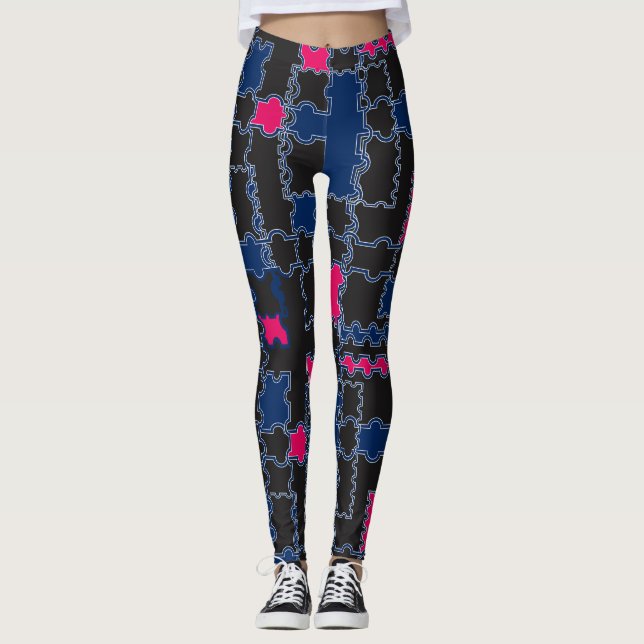 Abstrakte Puzzleteile - Elemente patchwork geometr Leggings (Vorderseite)