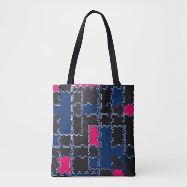 Abstrakte Puzzleteile - Elemente patchwork geometr Tasche (Vorderseite)