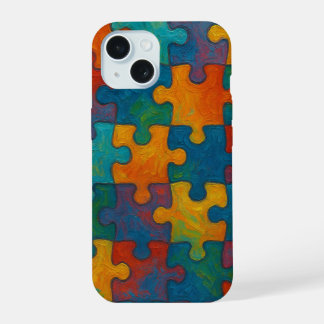 Abstrakte Puzzleteile Nahtloses Muster iPhone 15 Hülle