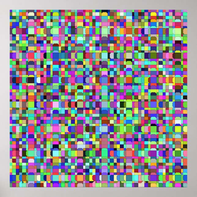 Abstrakte Quadrate Formen Mehrfarbiges Muster Poster (Vorne)