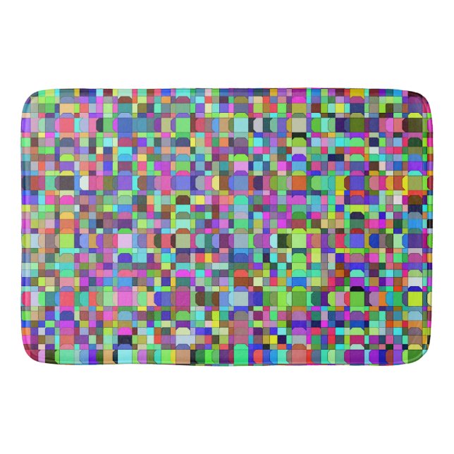 Abstrakte Quadrate Formen Multicolor Muster Badematte (Vorderseite)