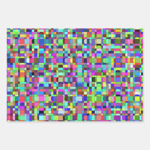 Abstrakte Quadrate Formen Multicolor Muster Geschenkpapier Set