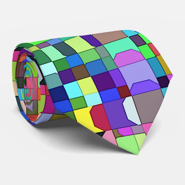 Abstrakte Quadrate Formen Multicolor Muster Krawatte (Gerollt)