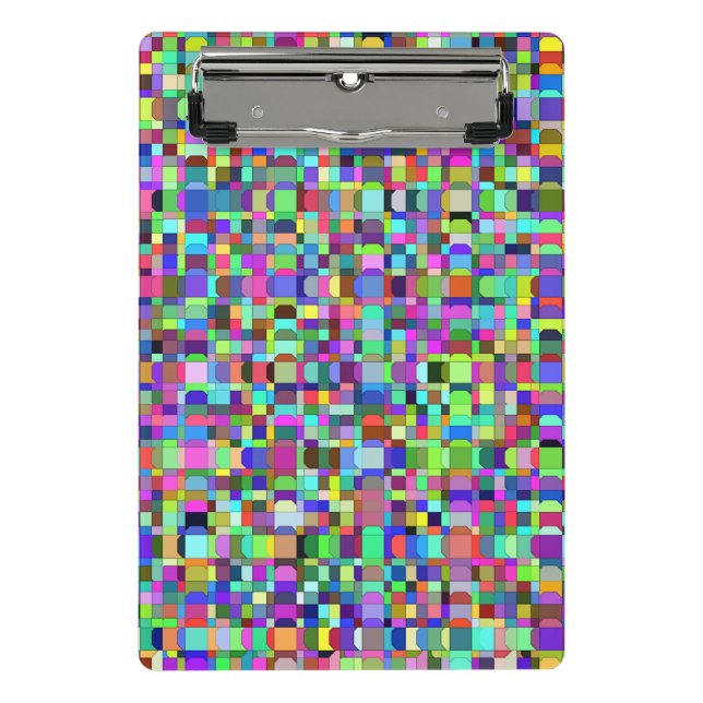 Abstrakte Quadrate Formen Multicolor Muster Mini Klemmbrett (Vorderseite)
